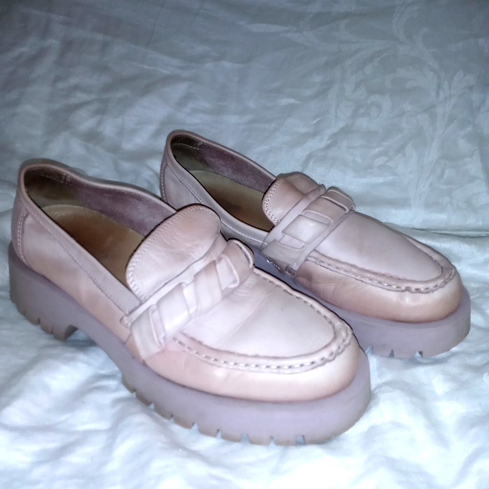 Miz Mooz Legend Chunky Leather Loafer Pink Blush Brushed Women's 7.5-8 EU 38